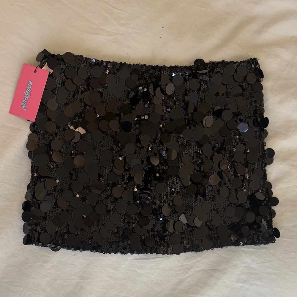 Edikted Sequin Black Mini Skirt